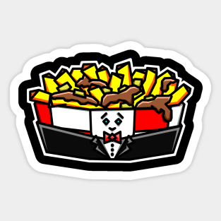 Fancy Poutine Wearing a Tuxedo and a Smile - Food of Quebec - Poutine Sticker